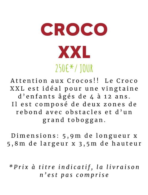 Description de la structure gonflable CrocoXXL